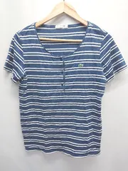 ◇ ⊂ LACOSTE ラコステ ボーダー 半袖 Tシャツ カットソー サイズ40 ブルー ホワイト レディース メンズ E  【1506110002501】