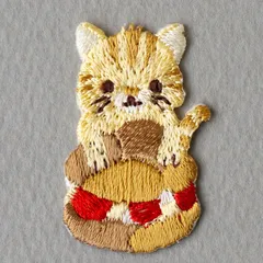 刺繍ワッペン 3枚入り 猫とシュークリーム アイロン接着 ねこ ポスト投函