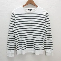 k■ビームス/BEAMS HEART 迷彩ボーダー柄 長袖カットソー/ロンT/バスクシャツ【S】白カーキ/MENS■47【中古】