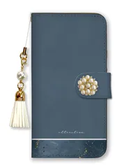 AQUOS R8 SH-52D ケース 手帳型 アクオスR8 スマホケース パール デコ付き ストラップ付 韓国 大理石 マーブル柄 おしゃれ オシャレ 大人 ネイビー ブルー パープル カラー10