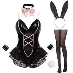 【在庫処分】大きいサイズ バニースーツ 蝶ネクタイ コスプレ衣装 コスプレ ハイレグ ハロウィン バニーガール コスチューム イベント 撮影会(ブラック [神併良品] 蝶ネクタイ S)