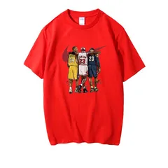 Tシャツ メンズ 半袖 3大レジェンド コービー24番 ジョーダン23番 ジェームズ23番 バスケットボール オシャレ シンプル レッド type2