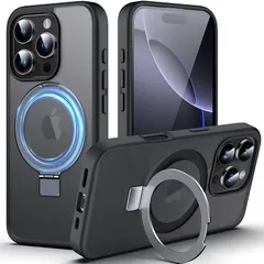 DASFOND iPhone 16 Pro 用 ケース [MagSafe 対応] 2024 アップグレード[オールインワン] 米軍MIL規格の落下防止インビジブルリングキックスタンド 半透明マット 電話ケース カバー iPhone 16 Pro 6.3 イ