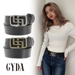 【当日発送】JEYSUS GGレザーワイドベルト GYDA ジェイダ 072441061901 gyda レディース ベルト 太いベルト バックル 黒革 ブラックレザー フリーサイズ ゴールド シルバー gyda ベルト 新品 正規品