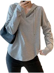 emu's mimi(エムズ ミミ) パーカー レディース 薄手 長袖 秋 トップス( グレー,  XL)