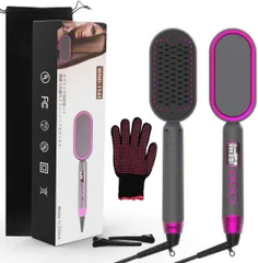 【大特価】ヘアアイロン ストレートヒートブラシ ミニアイロン 2way 100℃～230℃ くし型アイロン 電熱ヘアブラシ 寝癖直し 静電気防止 温度調節可能 LCDディスプレイ オートオフ機能 火傷防止 海外対応 PSE認証済