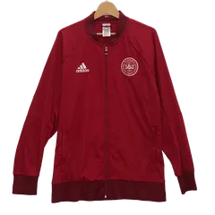 adidas/アディダス デンマーク代表 アンセムジャケット フロントバックプリント 企業ロゴ刺繍 オーバーサイズ ビッグシルエット ベトナム製 メンズ L レッド