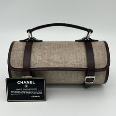 CHANEL（シャネル）筒型バニティバッグ　5番台　ハンドバッグ　レディース　ベージュ　ブラウン【中古】