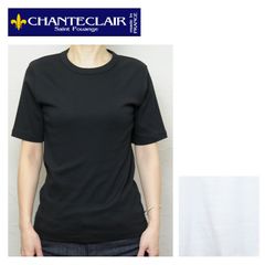 シャントクレール CHANTECLAIR 無地クルーネック半袖Tシャツ 丸首カットソー フランス製 BLACK ブラック WHITE ホワイト