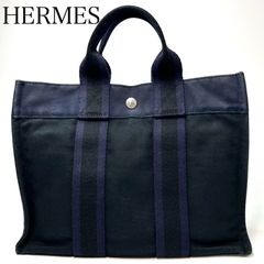 HERMES エルメス フールトゥPM ハンドバッグ　ブラック&ネイビー　ミニバッグ