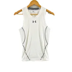 極美品 UNDER ARMOUR アンダーアーマー ブランドロゴ 春夏 SS タンクトップ ポリエステル ホワイト メンズ SM トレーニングウェア【古着】【中古】【送料無料】