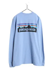 【お得なクーポン配布中!】 パタゴニア 両面 プリント 長袖 Tシャツ メンズ S / 古着 19年製 Patagonia アウトドア ロンT ロングスリーブ ロゴT P6 バックプリント 青