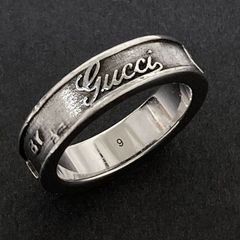 グッチ トレードマーク リング 指輪 シルバー925 サイズ9 約8.5号 sv 筆記体 ヴィンテージ GG ロゴ GUCCI ブランド ジュエリー [中古]