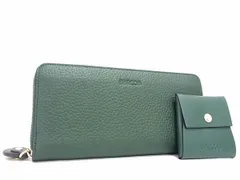 ■新品■未使用■ BARCOS バルコス レザー ラウンドファスナー 長財布 ウォレット 小銭入れ 札入れ グリーン系 FC5965