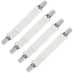 LIHAO ベッドシーツクリップ ズレ防止 クリップ 布団クリップ 調節可能 シーツ 布団 滑り止め シーツ固定 4本入 アイロン台カバークリップ 白 ズレ防止クリップ ソファー シーツ ズレ防止