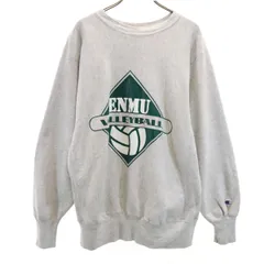 Champion チャンピオン 90s USA製 オールド 刺繍タグ バレーボール プリント 長袖 リバースウィーブ スウェット トレーナー L グレー メンズ 古着