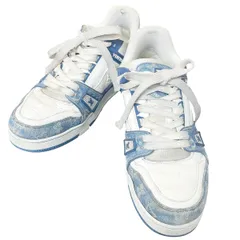 【中古】 LOUIS VUITTON ルイ・ヴィトン トレイナー・ラインスニーカー デニム 1A9JGR モノグラム・アンプラント 白 青 メンズ 7 1/2 26cm 25015272 MK