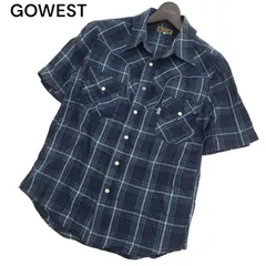 GOWEST ゴーウエスト 春夏 半袖 【麻★リネン混】 ウエスタン チェック シャツ Sz.1　メンズ 日本製のサムネイル