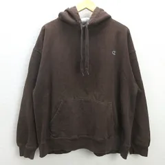 Q■メキシコA製 90’S 黒タグ■チャンピオン/CHAMPION スウェットパーカ■茶【メンズXL】MENSレトロ/33【中古】