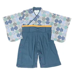 ☆ 丸和柄/ネイビー ☆ 90cm ☆ Aenak アエナック 男児はかまロンパース アエナック Aenak はかまロンパース 男児 男の子 全開タイプ カバーオール 袴 ロンパース ベビー服 和服 和柄 着物 子供服 ベビー キッズ 出産祝い お食い初め