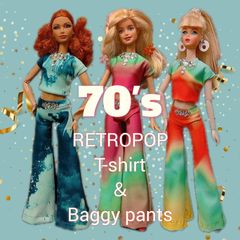 1/6ドール服✾70'sレトロポップ✾レトロ柄セットアップ✾Tシャツ