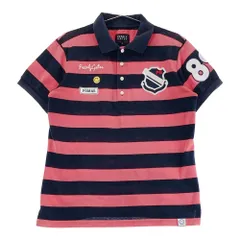 サイズ：4 PEARLY GATES パーリーゲイツ  半袖ポロシャツ ニコちゃん ボーダー柄 レッド系 [240101421374] ゴルフウェア メンズ ストスト