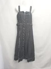 ◇ ⊂ CPCM シーピーシーエム プリーツ 切替 デニム 膝下丈 ジャンパースカート サイズF ブラック系 レディース E  【1507100003676】