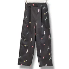 Lumier ルミエール 花柄 フラワー柄ワイドパンツ サイズM ブラック 黒 NO Y-29500 ボトム ワイド タック ウエストゴム カジュアル レディース 夏 ゴーゴー古着久喜倉庫店 草1486