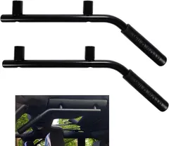 ジープ/Jeep JK ラングラー/Wrangler 2007~ フロントグラブハンドル アシストグリップ 専用設計 車内/室内 補助 手すり パイプ 運転席/助手席/後部座席 ハンドル グリップ リフトアップ カスタム 2個セット (リア用/ブラック)