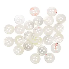 uxcell 天然シェルボタン 25個 4穴 11.5mm マザーオブパールボタン シャツ 洋服 コート スーツ ジャケット ジーンズ スカート 裁縫 クラフト DIY 装飾用 ホワイト