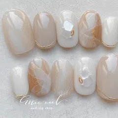 和装にも洋装にもಇホワイトヴェールのネイルチップ　付け爪　ブライダルネイル　白無垢　ネイル　ブライダル　結婚式　ウェディング　和装　着物　成人式