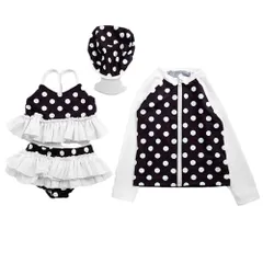 ☆ ドット ☆ 150cm ☆ 子供 水着4点 夏 ksmer04 キッズ 水着 女の子 セパレート 4点セット 4点 ビキニ スカート ラッシュガード 長袖 キャップ セパレート 子供 こども 子ども ジュニア 女子 女児 ドット柄 ビーチ スクール プール
