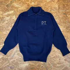 ’80s MILITARY イタリア軍 P.T. ハーフジップ ニット ネイビー セーター 海軍 80年代 ミリタリー メンズ レディース ヴィンテージ ビンテージ VINTAGE ユーズド USED 古着のサムネイル