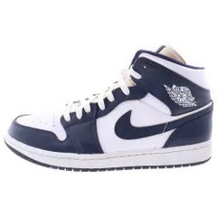 NIKE (ナイキ) AIR JORDAN 1 MID White Metallic Gold Obsidian エアジョーダン1 ミッド ホワイトメタリックゴールドオブシディアン ミドルカットスニーカー 554724-174
