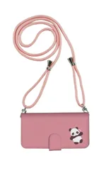 iPhone 16 ProMAX ケース 手帳型 アイフォン16プロマックス スマホケース 携帯ケース かわいい パンダ 可愛い ワンポイント シンプル 透明 クリア おしゃれ パステル ストラップ付 カラー01