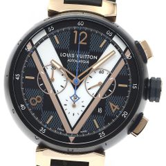 ルイ・ヴィトン LOUIS VUITTON QA090 タンブール ダミエコバルト クロノグラフ 自動巻き メンズ良品_883864