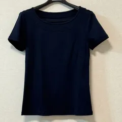 Paul Stuart	ポールスチュアート 黒田エイミ着こなし 半袖 Tシャツ カットソー ネイビー　紺　無地　シンプル　夏　涼しい　サラサラ生地　細見え　着回し　体型カバー　オシャレ　キレイめ　Mサイズ　ブラウス　シャツ