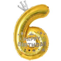【在庫処分】Vthoviwa 100CM バルーンアルミ6 ヘリウムクラウン風船数字バルーン6ゴールド 0123456789 誕生日 カーニバル 飾り付け記念日パーティー装飾ゴールド6 男女兼用 大きい しじヘリウム