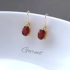 天然石 14kgf ガーネット枠留めピアス