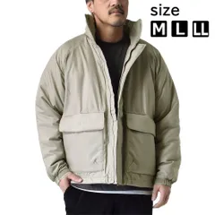 中わたダウンジャケット 《グレーベージュ》 新品 未使用 メンズ ハッピージャケット ビッグシルエット スタンド襟【C4K】 ファッション