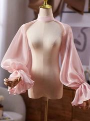 ヨーロッパ・アメリカ風 ブライダル ロングアーム ショルダーデコレーション シフォン フェイクスリーブ、ウェディングドレスアクセサリー 上腕カバーショール