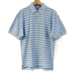 トミーヒルフィガー ポロシャツ 半袖 コットン100% ブランド トップス メンズ Lサイズ 水色系 TOMMY HILFIGER 【中古】