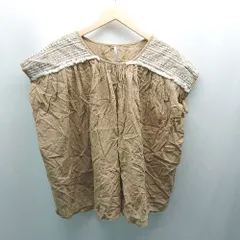 ◇ A・I・C 刺<!-利用不可文字-!> カジュアル フロントボタン ノースリーブ ナチュラル ブラウス サイズM ベージュ レディース E  【1308290059333】