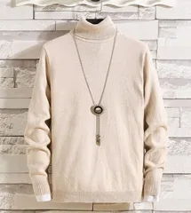 タートルネック ニット メンズ タートルニット セーター ハイネック 長袖 リブ編み 切り替え リブニット 無地 トップス 秋冬 メンズファッションqyfs345