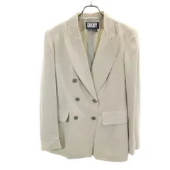DKNY DONNA KARAN NEW YORK ダナキャランニューヨーク シルク ダブル テーラードジャケット 8 ベージュ レディース 古着のサムネイル