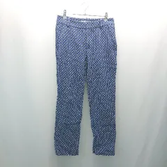 ◇ ZARA ザラ ストレッチ 総柄 カジュアル オシャレ ニット 綺麗め スリット パンツ サイズ34 ブルー レディース E  【1310130001747】