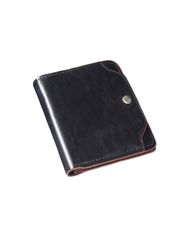 [Special Offer] Orange Cashless Era Small Wallet with Vertical Card Slots (Black) - Slim Oiled Leather Bifold Wallet, Genuine Leather, No Coin Purse, Men's Wallet [LuoLuo]