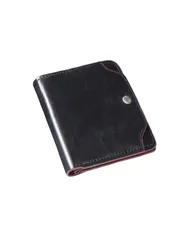 【特価商品】オレンジ キャッシュレス時代 小さい財布 縦型カード収納 (ブラック) 小銭入れなし 薄い財布 オイルレザー 二つ折り財布 本革 二つ折り メンズ 財布 [LuoLuo]