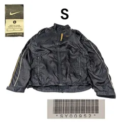 NIKE古着刺繍ロゴナイロンジャケットーSブラック裾ドローコード短丈