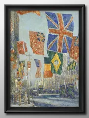 チャイルド・ハッサム ヴィンテージ ステンドグラス アップルドア島の岩棚 チャイルド・ハッサム ヴィンテージ ステンドグラス アップルドア島の岩棚